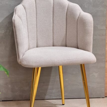 كرسي ديكوري الرمادي لمسة فخامة بأرجل ذهبية